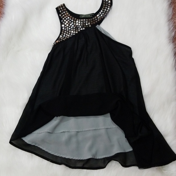 Love Stitch Studded cut out sleveelees black top. Size S - Picture 7 of 8